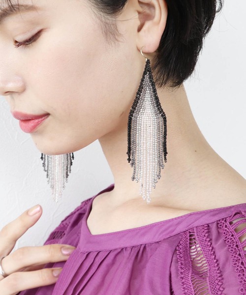 ビーズフリンジピアス ピアス 両耳用 Three Four Time スリーフォータイム のファッション通販 Zozotown