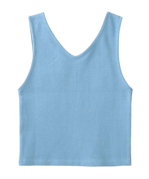 X-girl（エックスガール）の「V-NECK TANK TOP（タンクトップ・レディース・ブラウン/ブラック/ライトブルー/ホワイト・S/M）」の8枚目の写真