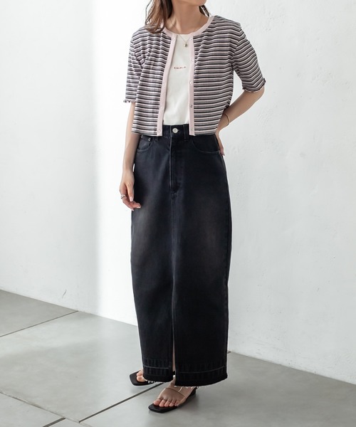 mystic（ミスティック）の「マルチボーダーチビカーディガン（カーディガン/ボレロ・レディース・ブラック/ブラウン/ピンク/グリーン・FREE）」の7枚目の写真