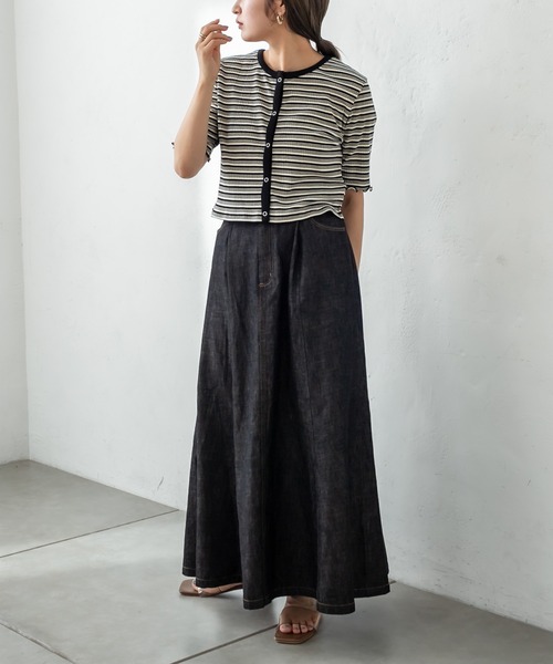 mystic（ミスティック）の「マルチボーダーチビカーディガン（カーディガン/ボレロ・レディース・ブラック/ブラウン/ピンク/グリーン・FREE）」の12枚目の写真