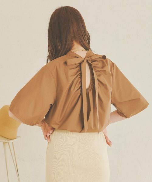 Ambre Neige(アンブルネージュ)の「フロントギャザートップス/【WEB/EC限定商品】(シャツ/ブラウス・レディース・オフホワイト/ライトブラウン/モカ/ナチュラル・FREE)」の3枚目の写真