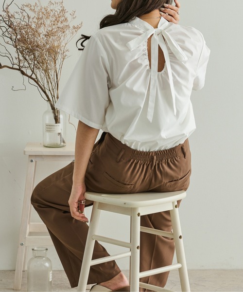 Ambre Neige(アンブルネージュ)の「フロントギャザートップス/【WEB/EC限定商品】(シャツ/ブラウス・レディース・オフホワイト/ライトブラウン/モカ/ナチュラル・FREE)」の12枚目の写真