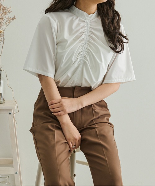 Ambre Neige(アンブルネージュ)の「フロントギャザートップス/【WEB/EC限定商品】(シャツ/ブラウス・レディース・オフホワイト/ライトブラウン/モカ/ナチュラル・FREE)」の11枚目の写真