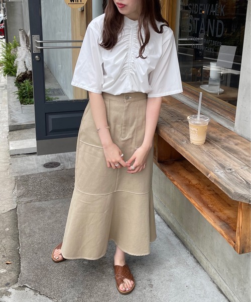 Ambre Neige(アンブルネージュ)の「フロントギャザートップス/【WEB/EC限定商品】(シャツ/ブラウス・レディース・オフホワイト/ライトブラウン/モカ/ナチュラル・FREE)」の10枚目の写真