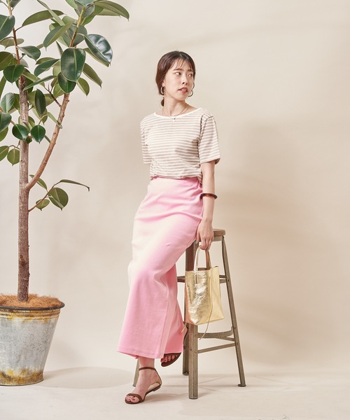 SHENERY(シーナリー)の「リブロングスカート(スカート・レディース・ブラック/ピンク/アイボリー/オレンジ・FREE)」の9枚目の写真