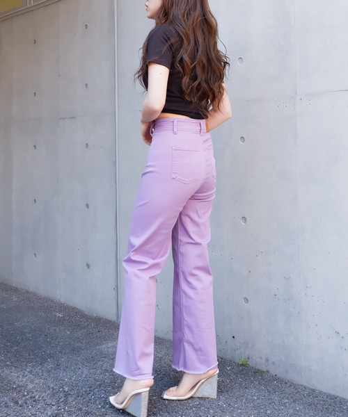 SPIRALGIRL（スパイラルガール）の「カットオフストレッチパンツ（その他パンツ・レディース・パープル/オフホワイト・SMALL/MEDIUM）」の3枚目の写真