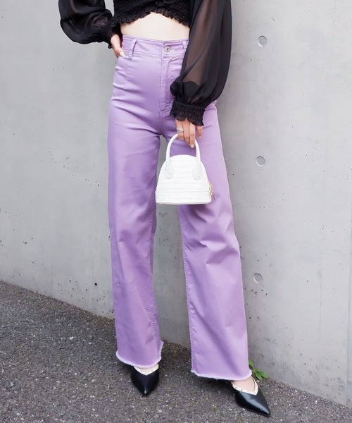 SPIRALGIRL（スパイラルガール）の「カットオフストレッチパンツ（その他パンツ・レディース・パープル/オフホワイト・SMALL/MEDIUM）」の8枚目の写真