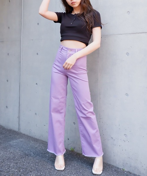 SPIRALGIRL（スパイラルガール）の「カットオフストレッチパンツ（その他パンツ・レディース・パープル/オフホワイト・SMALL/MEDIUM）」の7枚目の写真