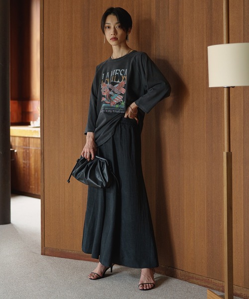 LOUNGEDRESS（ラウンジドレス）の「ヴィンテージタフタスカート（スカート・レディース・ブラック/ライトベージュ・FREE）」の12枚目の写真