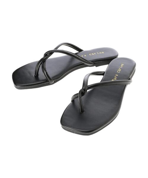 Green　Parks（グリーンパークス）の「【WEB限定サイズあり】・ナローストラップトングサンダル＊（サンダル・レディース・ブラック/アイボリー/パイソン・LL/S/M/L）」の8枚目の写真