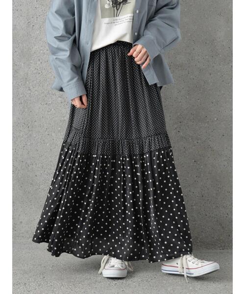 AMERICAN HOLIC（アメリカンホリック）の「丈違いティアードスカート（スカート・レディース・ライトグレー/ドット/その他14・M/L）」の4枚目の写真