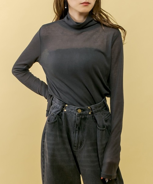 RASVOA(ラスボア)の「ゆるリブタートルプルオーバー(ニット/セーター・レディース・チャコールグレー/グレー/ブルー・FREE)」の2枚目の写真