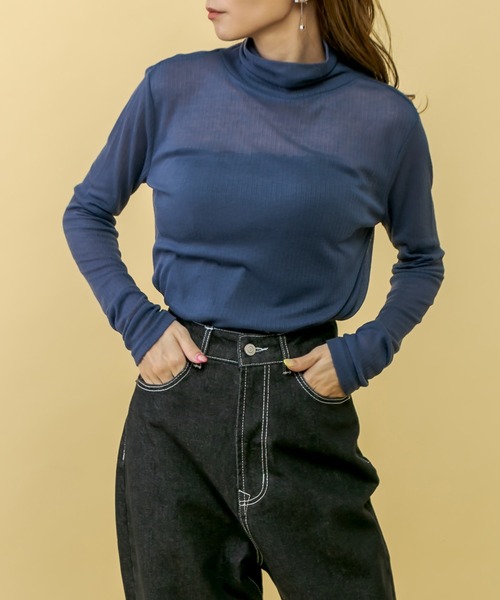 RASVOA(ラスボア)の「ゆるリブタートルプルオーバー(ニット/セーター・レディース・チャコールグレー/グレー/ブルー・FREE)」の1枚目の写真