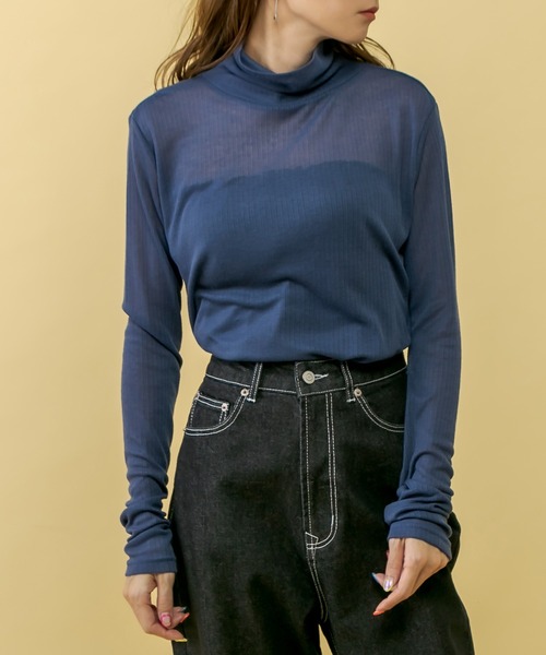 RASVOA(ラスボア)の「ゆるリブタートルプルオーバー(ニット/セーター・レディース・チャコールグレー/グレー/ブルー・FREE)」の4枚目の写真