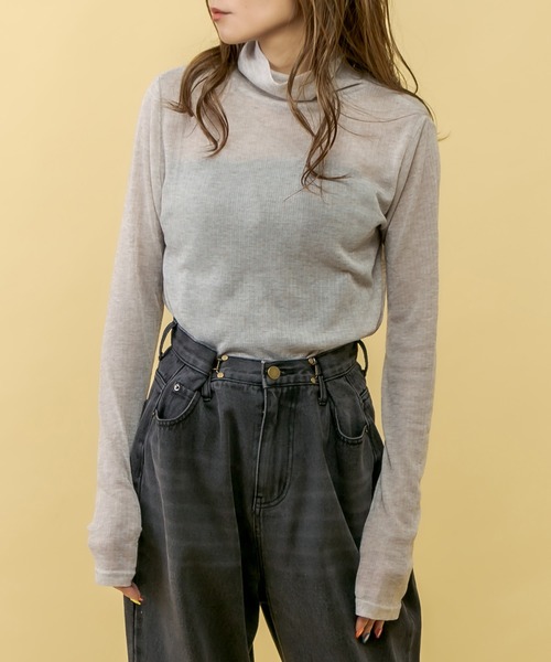 RASVOA(ラスボア)の「ゆるリブタートルプルオーバー(ニット/セーター・レディース・チャコールグレー/グレー/ブルー・FREE)」の7枚目の写真