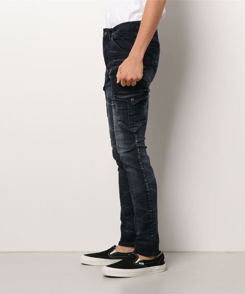 semantic design（セマンティックデザイン）の「セマンティックデザイン/semantic design リサイクル ストレッチデニム スキニーカーゴパンツ（デニムパンツ・メンズ・ネイビー/ブラック・LARGE/MEDIUM/S/X-LARGE）」の4枚目の写真