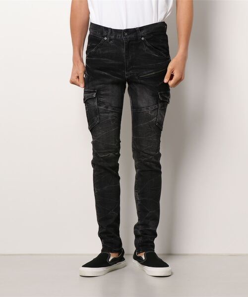 semantic design（セマンティックデザイン）の「セマンティックデザイン/semantic design リサイクル ストレッチデニム スキニーカーゴパンツ（デニムパンツ・メンズ・ネイビー/ブラック・LARGE/MEDIUM/S/X-LARGE）」の5枚目の写真