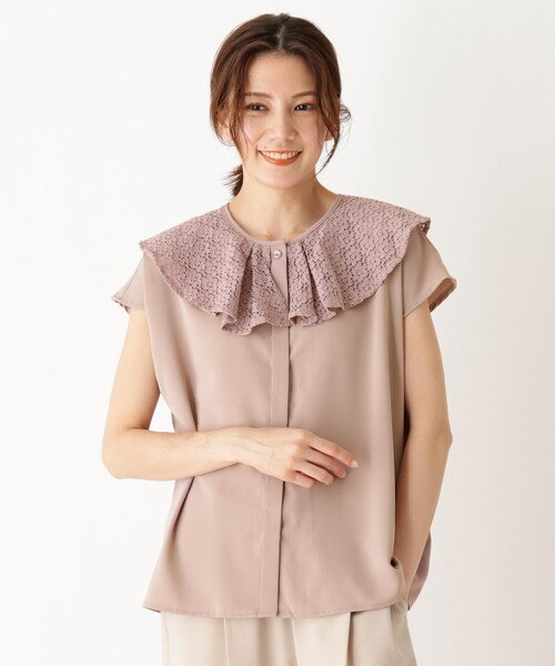 DRESKIP(ドレスキップ)の「◆衿レースフリルブラウス(シャツ/ブラウス・レディース・アイボリー/ブラック/ピンク・02/03)」の1枚目の写真