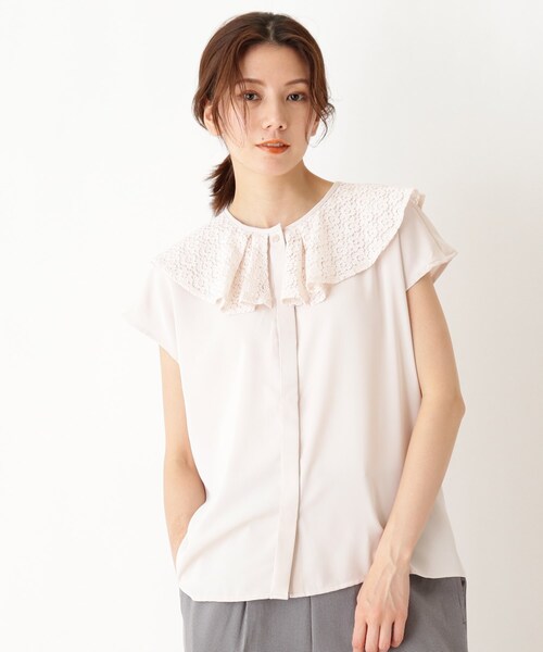 DRESKIP(ドレスキップ)の「◆衿レースフリルブラウス(シャツ/ブラウス・レディース・アイボリー/ブラック/ピンク・02/03)」の2枚目の写真