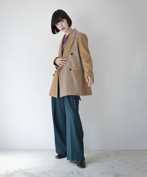 La SRIC（ラスリック）の「La SRIC / WチェックコンビJK（テーラードジャケット・レディース・ブラウン/キャメル・MEDIUM）」の16枚目の写真