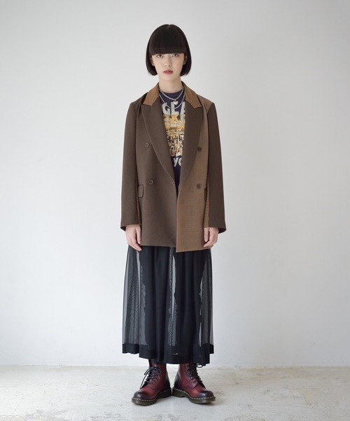 La SRIC（ラスリック）の「La SRIC / WチェックコンビJK（テーラードジャケット・レディース・ブラウン/キャメル・MEDIUM）」の9枚目の写真