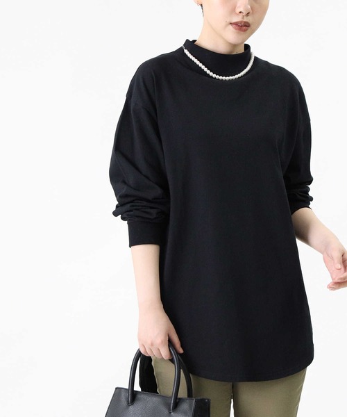 HONEYSUCKLE ROSE(ハニーサックルローズ)の「【HONEYSUCKLE ROSE】モックネックロンT(Tシャツ/カットソー・レディース・ホワイト/ブラック/ライトブラウン・M/L/S)」の9枚目の写真