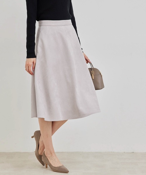 ROPE' PICNIC（ロペピクニック）の「リサイクルポリダンボールスエードフレアスカート（スカート・レディース・チャコールグレー/ベージュ/ダークラベンダー・38/36）」の3枚目の写真