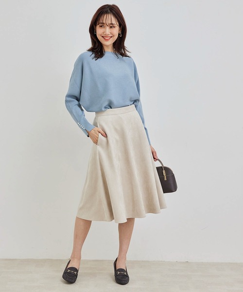 ROPE' PICNIC（ロペピクニック）の「リサイクルポリダンボールスエードフレアスカート（スカート・レディース・チャコールグレー/ベージュ/ダークラベンダー・38/36）」の5枚目の写真