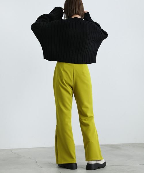 select MOCA(セレクトモカ)の「ハイウエストサイドタックフレアパンツ(スラックス・レディース・ブラック/ライトオリーブ/バーガンディー・SMALL/MEDIUM)」の11枚目の写真