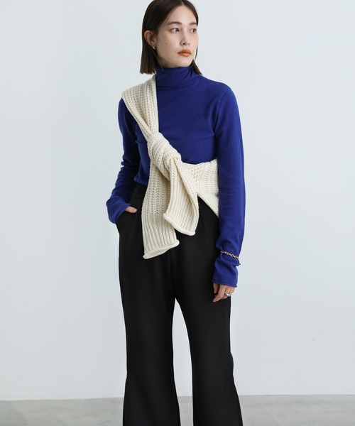 select MOCA(セレクトモカ)の「ハイウエストサイドタックフレアパンツ(スラックス・レディース・ブラック/ライトオリーブ/バーガンディー・SMALL/MEDIUM)」の17枚目の写真