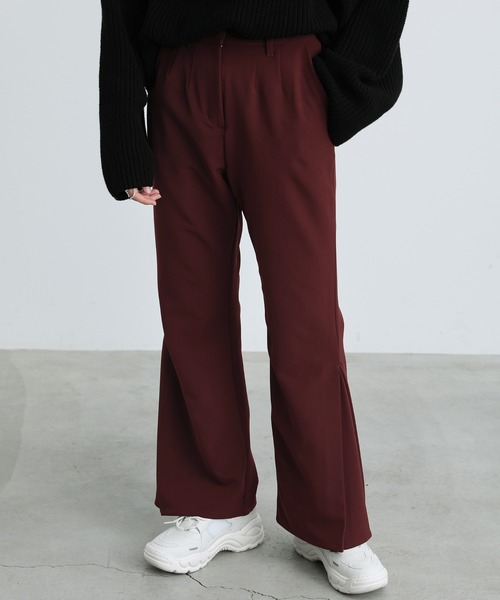 select MOCA(セレクトモカ)の「ハイウエストサイドタックフレアパンツ(スラックス・レディース・ブラック/ライトオリーブ/バーガンディー・SMALL/MEDIUM)」の20枚目の写真