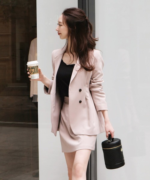 ROYAL PARTY（ロイヤルパーティー）の「ウエストシェイプジャケット（テーラードジャケット・レディース・ブラック/ベージュ/チェック/ピンク・FREE）」の2枚目の写真