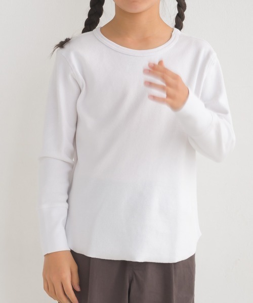 OMNES（オムネス）の「キッズ ハニカム裾ラウンド　長袖プルオーバー（Tシャツ/カットソー・キッズ・ホワイト/ライトグレー/ブラック/ブラウン/グレー系その他/ラベンダー・100/110/120/130/140）」の10枚目の写真