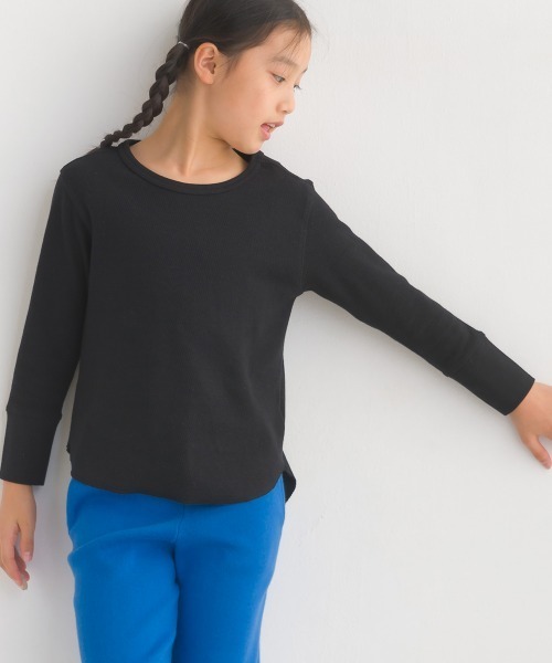 OMNES（オムネス）の「キッズ ハニカム裾ラウンド　長袖プルオーバー（Tシャツ/カットソー・キッズ・ホワイト/ライトグレー/ブラック/ブラウン/グレー系その他/ラベンダー・100/110/120/130/140）」の8枚目の写真