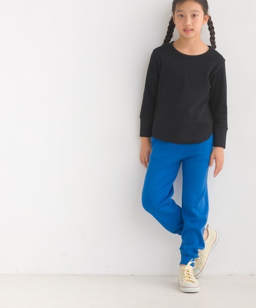 OMNES（オムネス）の「キッズ ハニカム裾ラウンド　長袖プルオーバー（Tシャツ/カットソー・キッズ・ホワイト/ライトグレー/ブラック/ブラウン/グレー系その他/ラベンダー・100/110/120/130/140）」の7枚目の写真