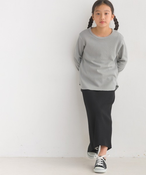 OMNES（オムネス）の「キッズ ハニカム裾ラウンド　長袖プルオーバー（Tシャツ/カットソー・キッズ・ホワイト/ライトグレー/ブラック/ブラウン/グレー系その他/ラベンダー・100/110/120/130/140）」の22枚目の写真