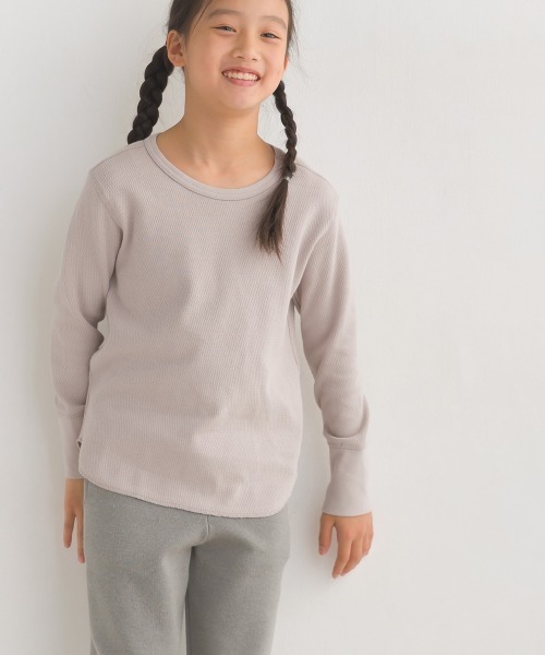 OMNES（オムネス）の「キッズ ハニカム裾ラウンド　長袖プルオーバー（Tシャツ/カットソー・キッズ・ホワイト/ライトグレー/ブラック/ブラウン/グレー系その他/ラベンダー・100/110/120/130/140）」の15枚目の写真
