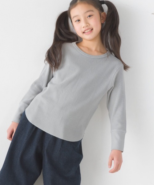 OMNES（オムネス）の「キッズ ハニカム裾ラウンド　長袖プルオーバー（Tシャツ/カットソー・キッズ・ホワイト/ライトグレー/ブラック/ブラウン/グレー系その他/ラベンダー・100/110/120/130/140）」の20枚目の写真