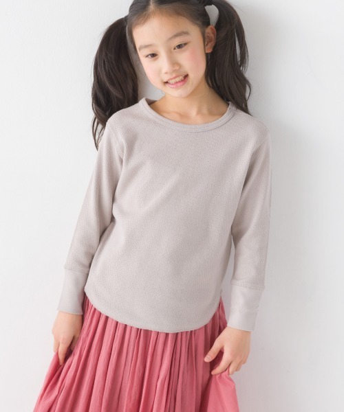 OMNES（オムネス）の「キッズ ハニカム裾ラウンド　長袖プルオーバー（Tシャツ/カットソー・キッズ・ホワイト/ライトグレー/ブラック/ブラウン/グレー系その他/ラベンダー・100/110/120/130/140）」の14枚目の写真
