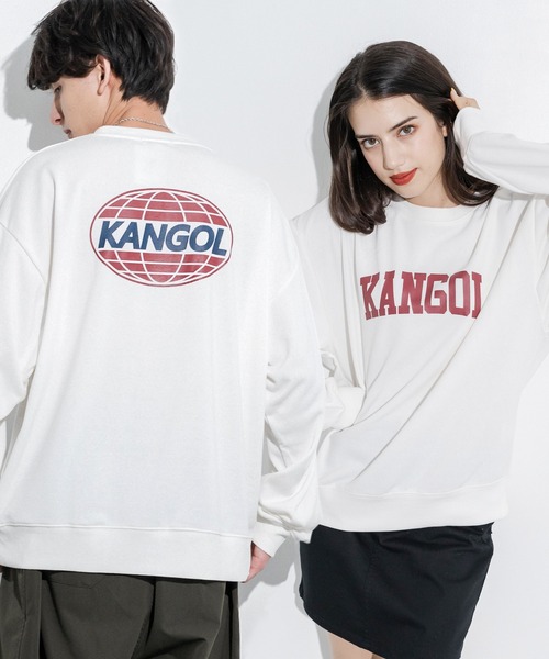 KANGOL（カンゴール）の「KANGOL カンゴール 別注 オーバーサイズカレッジロゴ裏起毛スウェット クルーネックトレーナー（スウェット・メンズ・ブラック/ブラウン/グリーン/パープル/ホワイト/ブルー/ブルーグレー・M/L/XL）」の2枚目の写真
