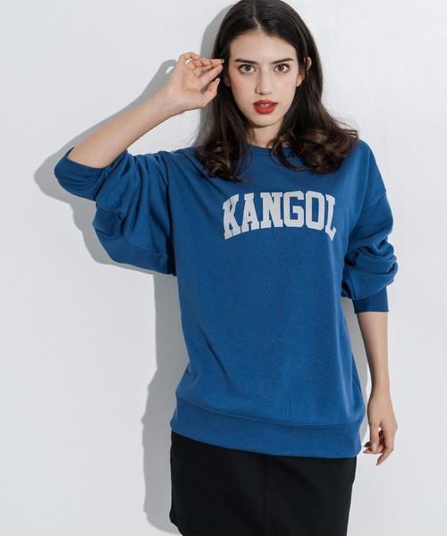 KANGOL（カンゴール）の「KANGOL カンゴール 別注 オーバーサイズカレッジロゴ裏起毛スウェット クルーネックトレーナー（スウェット・メンズ・ブラック/ブラウン/グリーン/パープル/ホワイト/ブルー/ブルーグレー・M/L/XL）」の6枚目の写真