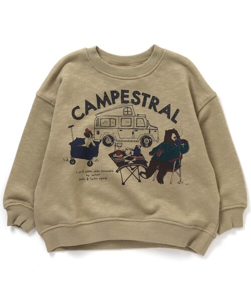 BREEZE（ブリーズ）の「キャンプイラストトレーナー（スウェット・キッズ・ベージュ/レッド/チャコール/カーキ・110/120/130/80/140/100/90）」の2枚目の写真
