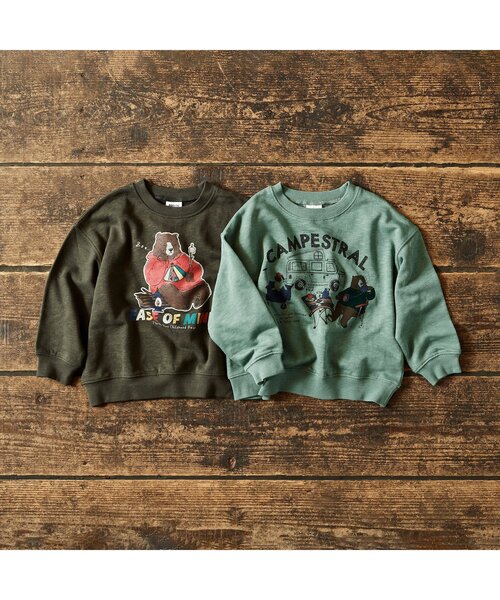 BREEZE（ブリーズ）の「キャンプイラストトレーナー（スウェット・キッズ・ベージュ/レッド/チャコール/カーキ・110/120/130/80/140/100/90）」の6枚目の写真