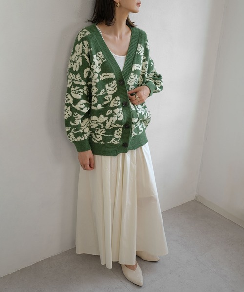 ＡＮＤＪ（アンドジェイ）の「【ANDJ MADE】ジャガード花柄カーディガン（カーディガン/ボレロ・レディース・グリーン/ブラック・M）」の8枚目の写真