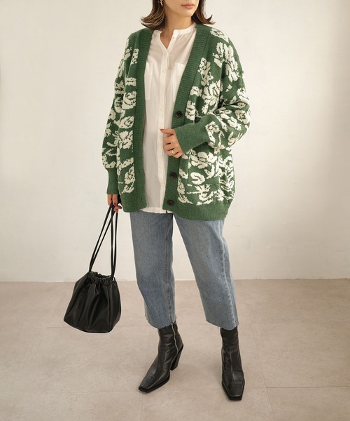 ＡＮＤＪ（アンドジェイ）の「【ANDJ MADE】ジャガード花柄カーディガン（カーディガン/ボレロ・レディース・グリーン/ブラック・M）」の16枚目の写真