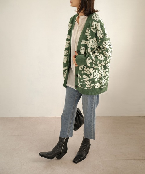 ＡＮＤＪ（アンドジェイ）の「【ANDJ MADE】ジャガード花柄カーディガン（カーディガン/ボレロ・レディース・グリーン/ブラック・M）」の19枚目の写真