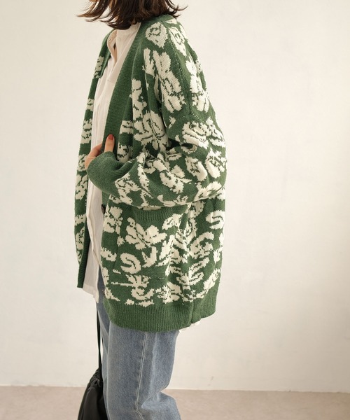 ＡＮＤＪ（アンドジェイ）の「【ANDJ MADE】ジャガード花柄カーディガン（カーディガン/ボレロ・レディース・グリーン/ブラック・M）」の22枚目の写真