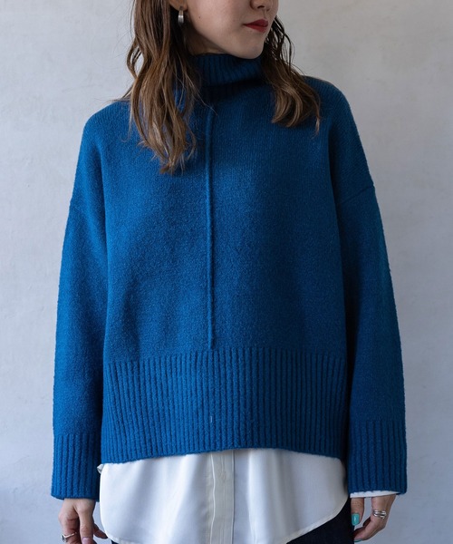 bohmal（ボマール）の「センターシームハイネックニット（ニット/セーター・レディース・グリーン/ピンク/ホワイト/ブラック/ブルー・FREE）」の9枚目の写真