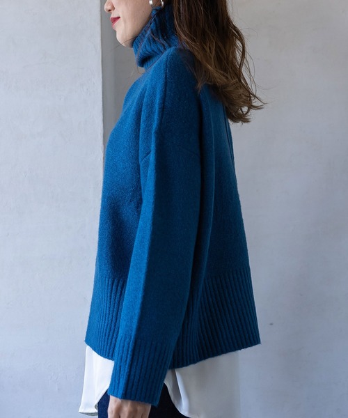 bohmal（ボマール）の「センターシームハイネックニット（ニット/セーター・レディース・グリーン/ピンク/ホワイト/ブラック/ブルー・FREE）」の6枚目の写真