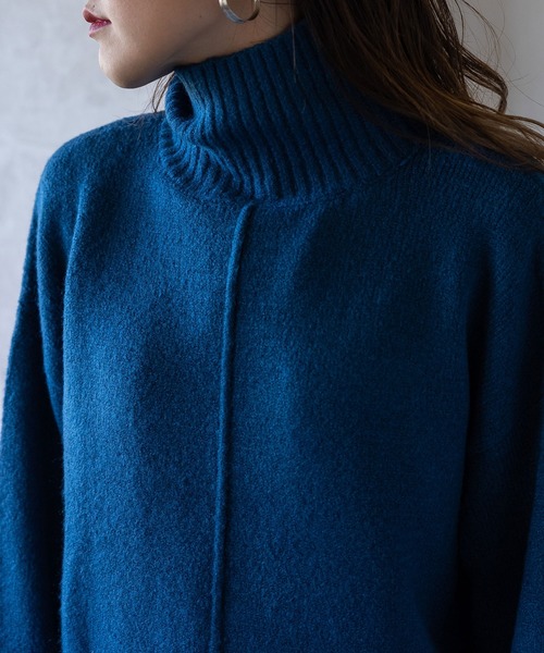 bohmal（ボマール）の「センターシームハイネックニット（ニット/セーター・レディース・グリーン/ピンク/ホワイト/ブラック/ブルー・FREE）」の7枚目の写真